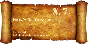 Mazák Tercia névjegykártya